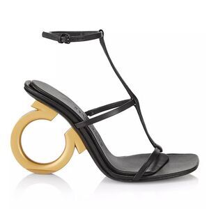 Ferragamo Aglalia Leather Gancini-Heel Sandals size 7